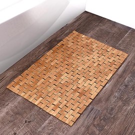 Home+Solutions Bamboo Tile Step-Out Bath Mat, 18"x30"