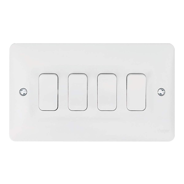 Hager 10AX 4 Gang 2 Way Wall Switch - Sollysta