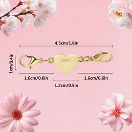 LHOEST Pack of 10 Heart Magnetic Clasp Chain 925, Bracelet Clasp, Heart Shape, Clasp for Bracelets, Magnetic Clasps for Chains, Jewellery, DIY Jewellery, Making Accessories (Gold)