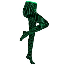 Hercicy Glow in the Dark Fishnet Stockings Hollow Fishnet Stockings Luminous Glowing Socks High Waist White(Classic Style)
