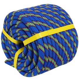CRAYZA Double Braided Polyester Rope (1/2 in x 100 ft) Strong Arborist Rigging Rope 48 Strands for Tree Work Climbing Pulling Swing Sailing, Blue