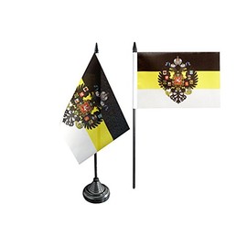 Flaggenfritze Table Flag Russia Romanov with Coat of Arms 1858-1883 + Free Sticker