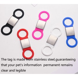 21 Pcs Blank Slide On Silent Pet ID Tags, Blank S/M/L Quiet Chew-Proof Pet Collar Tag, Stainless Steel Silicone Dog Cat Pet Name Tag (M, Black)