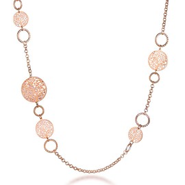 PengJin Stylish Choker Necklace for Women Tree of Life Chain Necklace for Girls Silver Plated Necklace with CZ Crystal (Rose Gold)