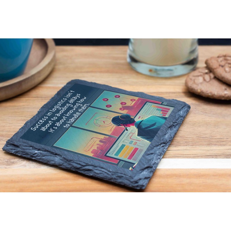 Logistics Mastery Slate Coaster - Success in Handling Challenges (slco-kf25-delayhg)
