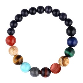 MENGLINA Women Stone Bead Charm Bracelet Universe Galaxy the Eight Planets Nine Planets in the Solar System Guardian Star Bracelets, Stone
