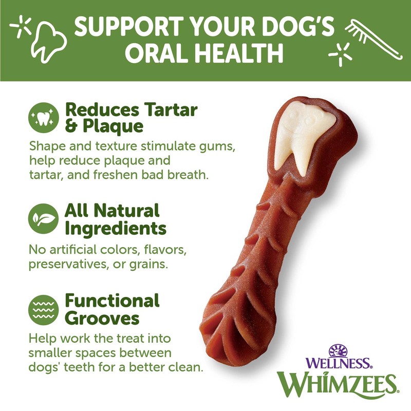 Whimzees Wellness Brushzees Dog Dental Treats, Natural Chews, Large Size