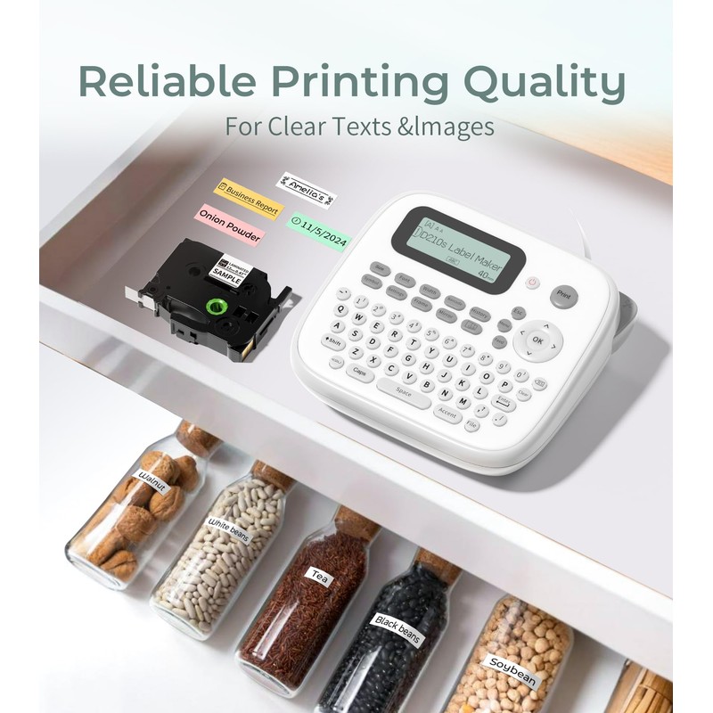 D210s Ptouch Label Maker Machine, Laminated Label Machine with-Tape 12mm