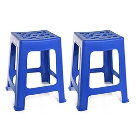 Mintra Home Light Duty Plastic Stools 2pk (18in Height, Dark Blue)