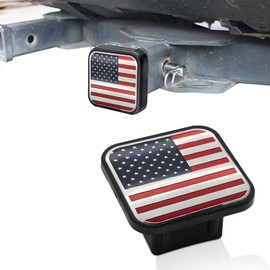 American Flag Trailer Hitch Cover Tube Plug Insert, 2"×2" Dustproof TPU Square Mouth Tow Hitch Cover, Universal Car Exterior Accessories Fits for 2 Inch Trailer Hitch Receiver