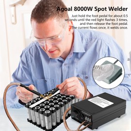 Agoal 8000W Spot Welder, Spot Welder for Lithium Batteries, 9600mAh Spot Welder Machine DIY Kit for 18650 Battery, Adjustable Battery Welding Tools for 0.1-0.3mm Nickel Strips, Black