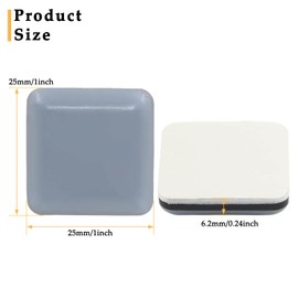 20Pcs 1 Inch Square Adhesive Furniture Sliders, PTFE Chair Glides Floor Protectors Self-Stick Furniture Moving Pads for Hardwood Floors, Carpet