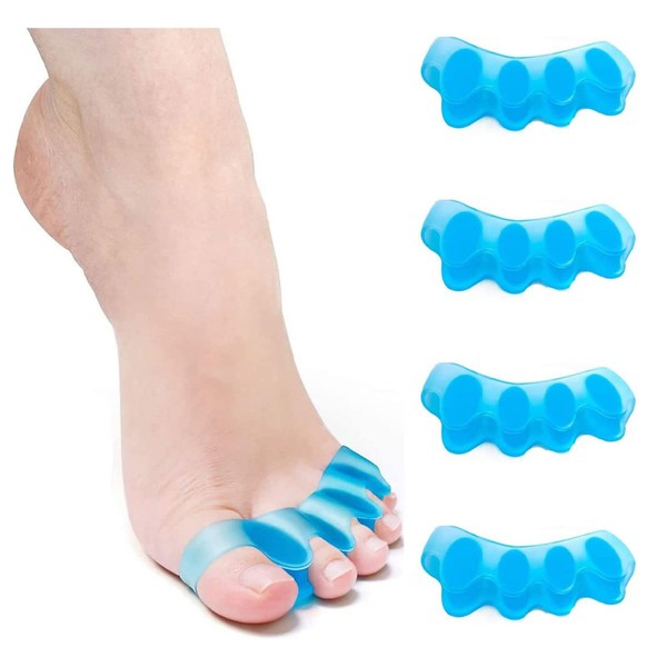 Mroobest Toe separator, Toe spacers, Gel Toe Separators, Bunion Correctors, Toe Spacers Toe Straightener Toe Stretcher Big Toe Correctors Toe Separator, 4 Count (Blue)