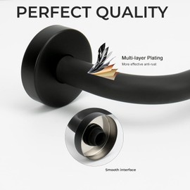 S Shaped Shower Head Riser Pipe, Shower Head Extender Arm with Flange, Standard 1/2" Connection Bathroom Accessory (Black)