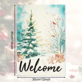Christmas Tree Garden Flag, 45x30cm Christmas Garden Flag Double Sided Winter Yard Flag Winter Pine Flag Christmas Welcome Garden Flag for Outside Xmas Holiday Yard Lawn Seasonal Decoration