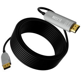 Elecan 8K Fiber Optic Displayport to HDMI Cable 50 Ft, 8K@60Hz 4K@120Hz, Zinc Alloy Shell & Active Optical DP Display Port 1.4 to HDMI 2.1 Uni-Directional Male Cord for NVIDIA, HDTV,Monitor,Projector