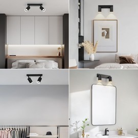 FORCOSO Deckenstrahler Schwenkbar 350°, 2 Flammig Deckenlampe Schwarz Spotlight, GU10 Spots Deckenleuchte, Blendfrei Strahler Innen Lampe Decke, Wohnzimmer Schlafzimmer Küche