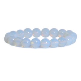 Justinstones Synthetic Opalite Moonstone 10mm Round Beads Stretch Bracelet 7 Inch Unisex