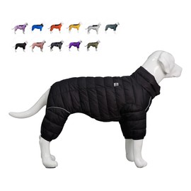 Dog Coat Dog Warm Jacket, 4 Legs Covered Waterproof Windproof Reflective Warm Dog Vest, Zippered Adjustable Outdoor Dog Snow Jacket for Small Medium Large Dogs Black XXXXL