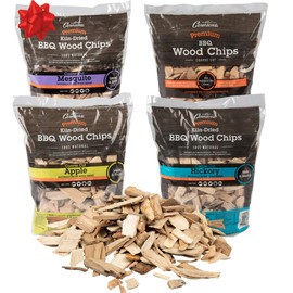 Camerons All Natural Wood Chips for Smoker, 4 Pack Variety - Apple, Cherry, Hickory, Mesquite -260 Cu In Bag, Approx 2lbs ea - Kiln Dried Coarse BBQ Wood Chips- Barbecue Grilling Xmas Gift Set for Men