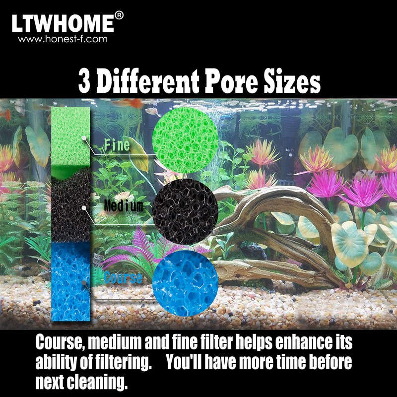 LTWHOME Fish Pond Foam Filter Sponge Set 17" X 11"