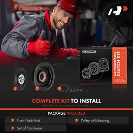 A-Premium Air Conditioner AC Compressor Clutch Pulley With Bearing and Front Plate Compatible with Toyota Camry 2009 2.4L, Camry 2010 2011 2.5L, with 6SEU16C Compressor, with 4-Groove Pulley