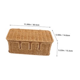 Gatuida Woven Power Strip Storage Box Handwoven Imitation Rattan Cord Hider Organizer for Desk Cable Management Maximizes Space Reliable Design for Office Environments
