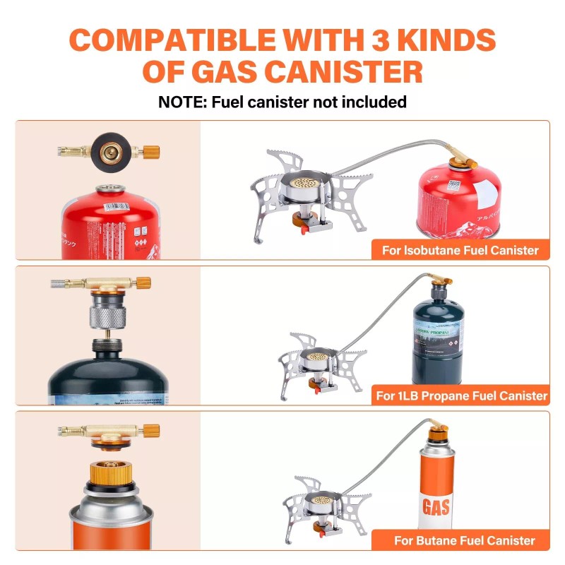 WADEO 3900W Windproof Camping Stove with Piezo Ignition & Two