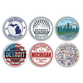 6 x 10cm Michigan Vinyl Stickers - Detroit US State America Travel Map Flag Holiday Luggage Design Gift #78834