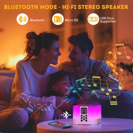 AFEXOA Multifunctional Bluetooth Speaker Sound Machine with 30 Soothing Sounds & Sleep Timer, Touch Sensor Lamp and Night Light, Digital Alarm Clock