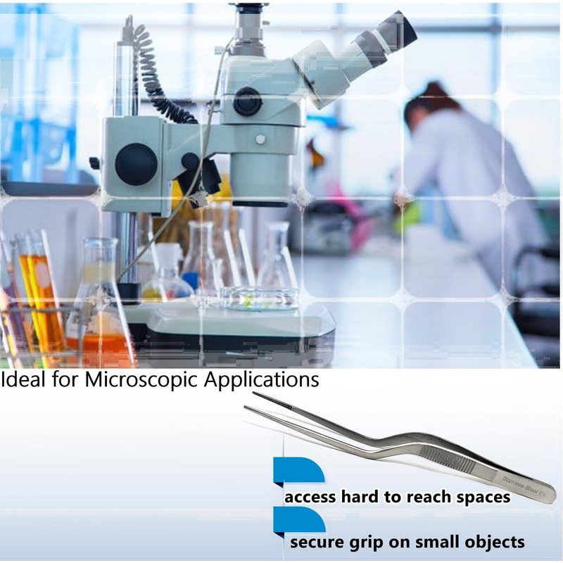 Lab Forceps Offset Bayonet Handle Tweezers with Fine Precision Serrated