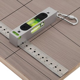 The Yan He Metal High-Precision Adjustable Level, Silver Green, Strip Level, Magnetic, 30cm Ruler with Positioning Holes