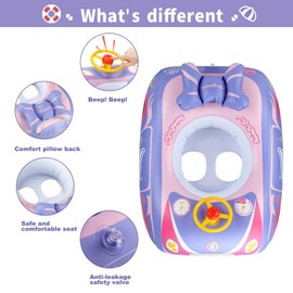 YOUWANLI Toddler Pool Float Kids Inflatable Swim Seat Boat Pool Toys for Toddlers and Children (Purple)