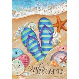 Briarwood Lane Day in The Sun Summer House Flag Flip Flops Welcome Shoreline 28" x 40"