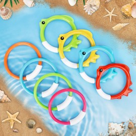 Goorder Pool Toys, 8 Pcs Fish and Circle Diving Rings, Pool Toy for Kids Toddlers, Swimming Toys Set, Underwater Training Toys Diving Games Children's Gifts