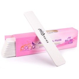 10PCS Jumbo Size PANA Professional Double Sided Nail Files - White, 80/80 Grit - Emery Board Nail Buffering File Manicure Pedicure Nail Polisher Washable