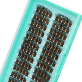Bodermincer 120 Cluster 12mm/14mm/16mm to Choose Brown Lash Cluster Eyelash Extension Natural 3D Russian Volume Faux 3D Effect Glue Bonded Cluster Eyelashes (Y12# Brown 16mm)