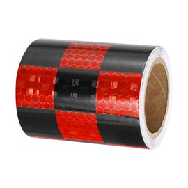 PATIKIL Reflective Tape, 1 Roll 3 Inch x 10 Ft Waterproof Self Adhesive High Visibility Caution Warning Safety Tape Reflector for Trucks Trailers Cars, Square Red Black