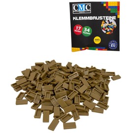 100 x Clamping Blocks Tiles Building Blocks 1 x 2 Nubs Compatible 34 Colours Free Choice of Colours (268 - Dark Beige)