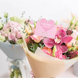 Zonon 30 Pieces Floral Card Holder Picks Heart Shape Place Card Holder Metal Wire Card Note Photo Memo Holder Table Number Pictures Clip Holder for Wedding Party, 13 Inch