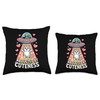 Abducted by Cuteness Alien Cat Humor UFO Kitten Throw Pillow