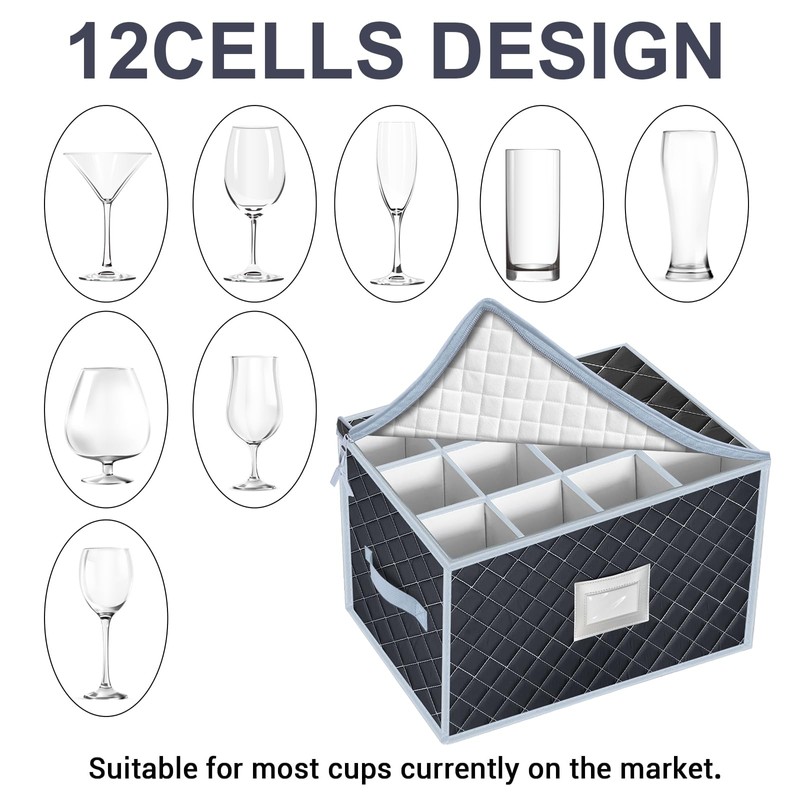 VERONLY Wine Glass Storage Box with Dividers Holds 24 Stemware