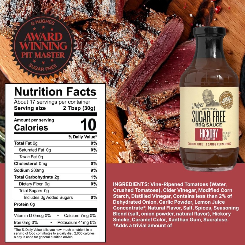 G Hughes Sugar Free BBQ Sauces, Hickory & Original Sugar