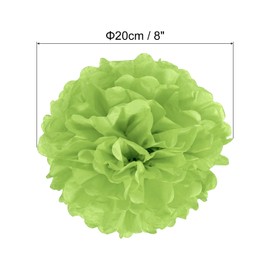 PATIKIL 20cm Tissue Pom Pom Flowers 5pcs Paper Flower Ball for Wedding Bridal Shower Birthday Bachelorette Party Background Decoration Lime Green