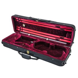 SKY 4/4 Full Size Acoustic Violin Oblong Case Lightweight with Hygrometer Black/Burgundy