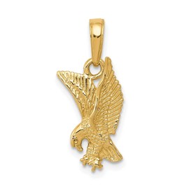 Bijou 14k Yellow Gold Solid Texture Polished Finish Mens Eagle Pendant