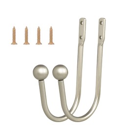 Curtain Holdback, 4 Pcs Wall Mounted Drapery Tiebacks with Screws, Heavy Duty Metal Decorative Window Drapery Holder Curtain Hook, Silver