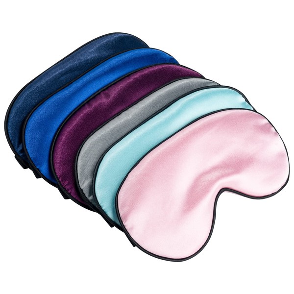 NUOMI 6 Pack Silk Sleep Eye Mask Blindfold Super Soft Adjustable Strap Night Sleeping Mask Men Women Girls
