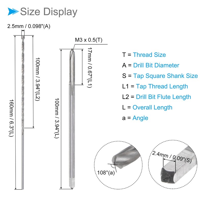 CoCud Tap and Drill Bit Set M3 x 0.5 Thread