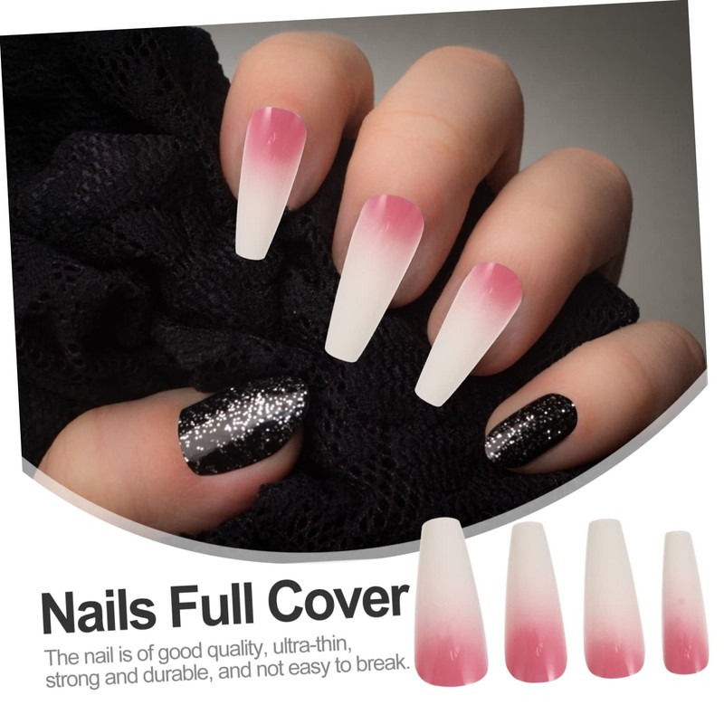 WOONEKY Shiny Elegant Long Fake Nails Press Nails Non-marking Easy